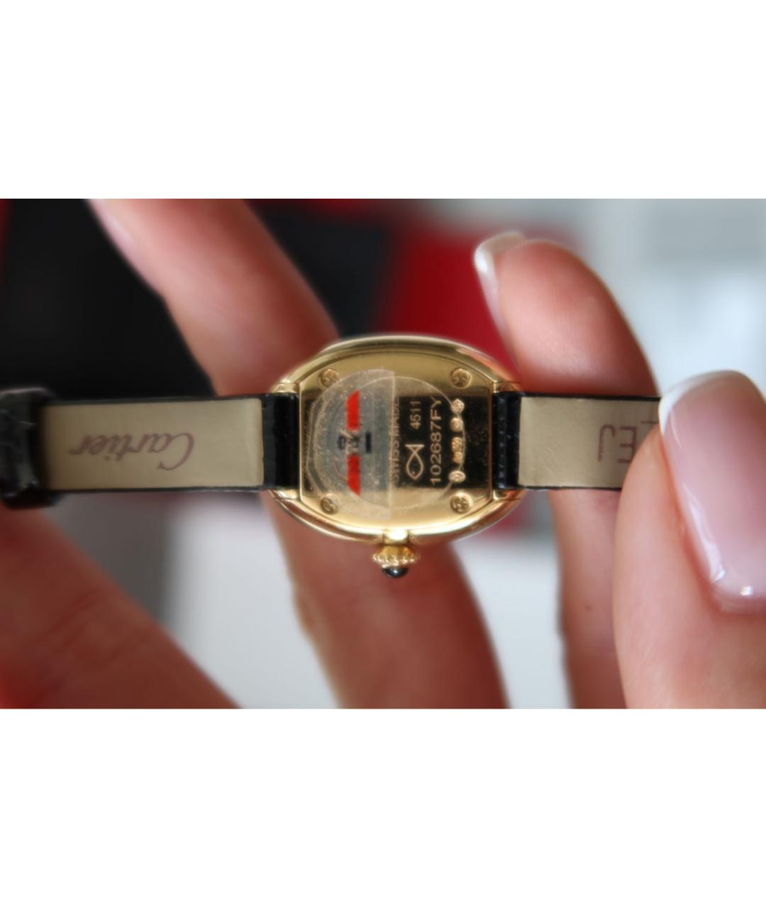 CARTIER Черные часы из желтого золота, фото 3