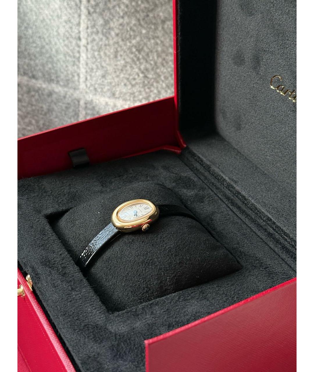 CARTIER Черные часы из желтого золота, фото 9