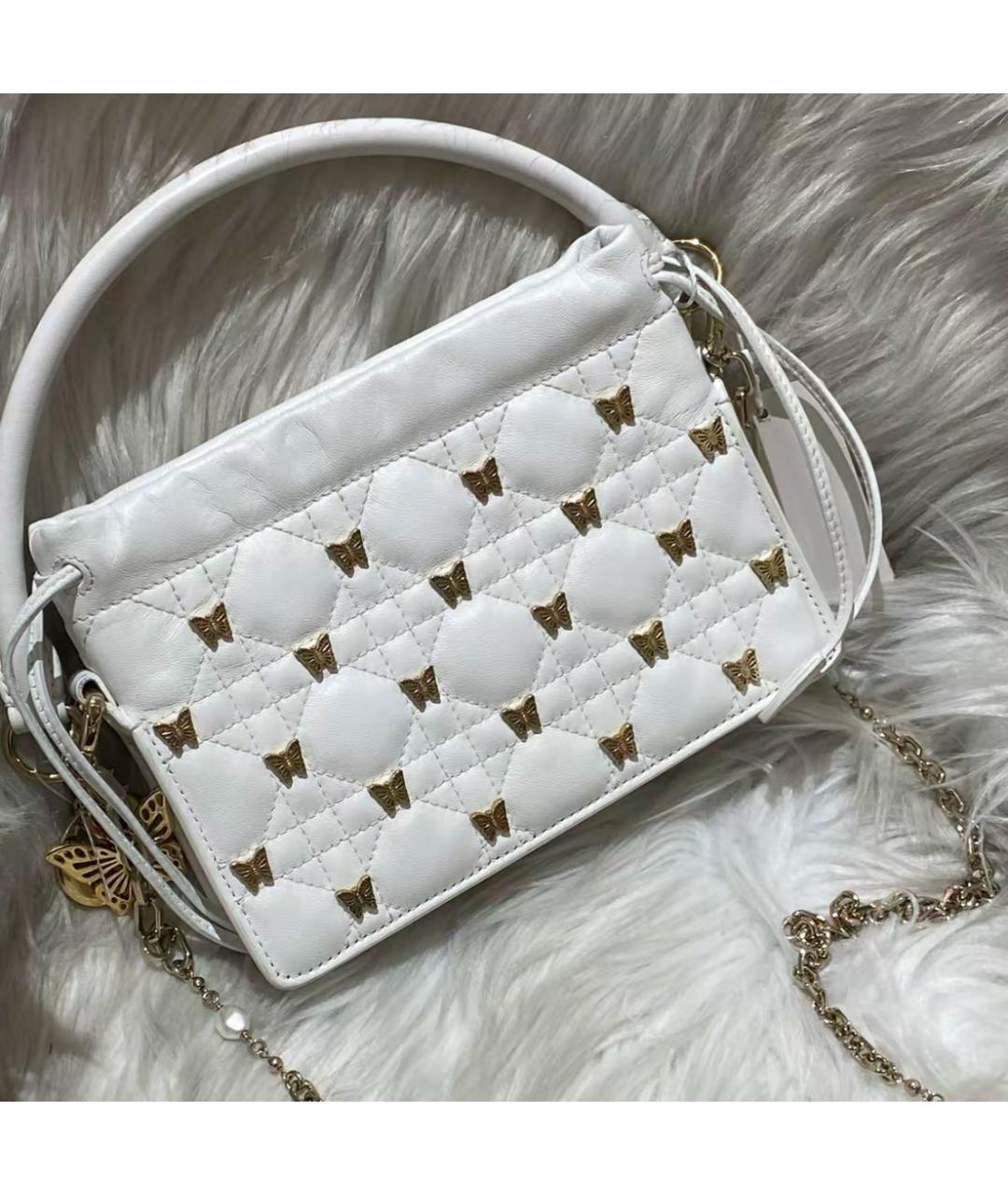 CHRISTIAN DIOR Белая кожаная сумка с короткими ручками, фото 2