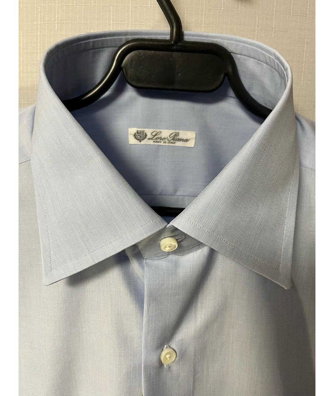 LORO PIANA Голубая хлопковая классическая рубашка, фото 3