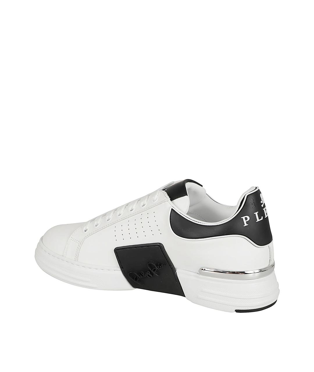 PHILIPP PLEIN Белые кожаные низкие кроссовки / кеды, фото 3