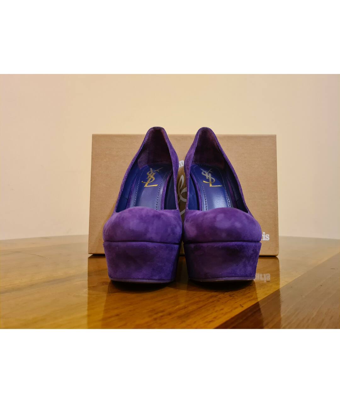 YVES SAINT LAURENT VINTAGE Фиолетовые замшевые туфли, фото 3
