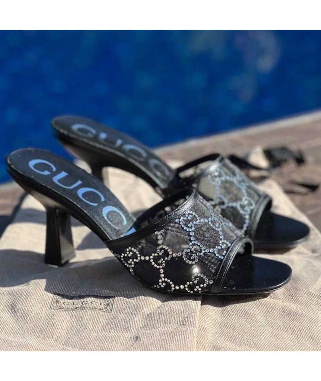 GUCCI Черные кожаные сабо, фото 7