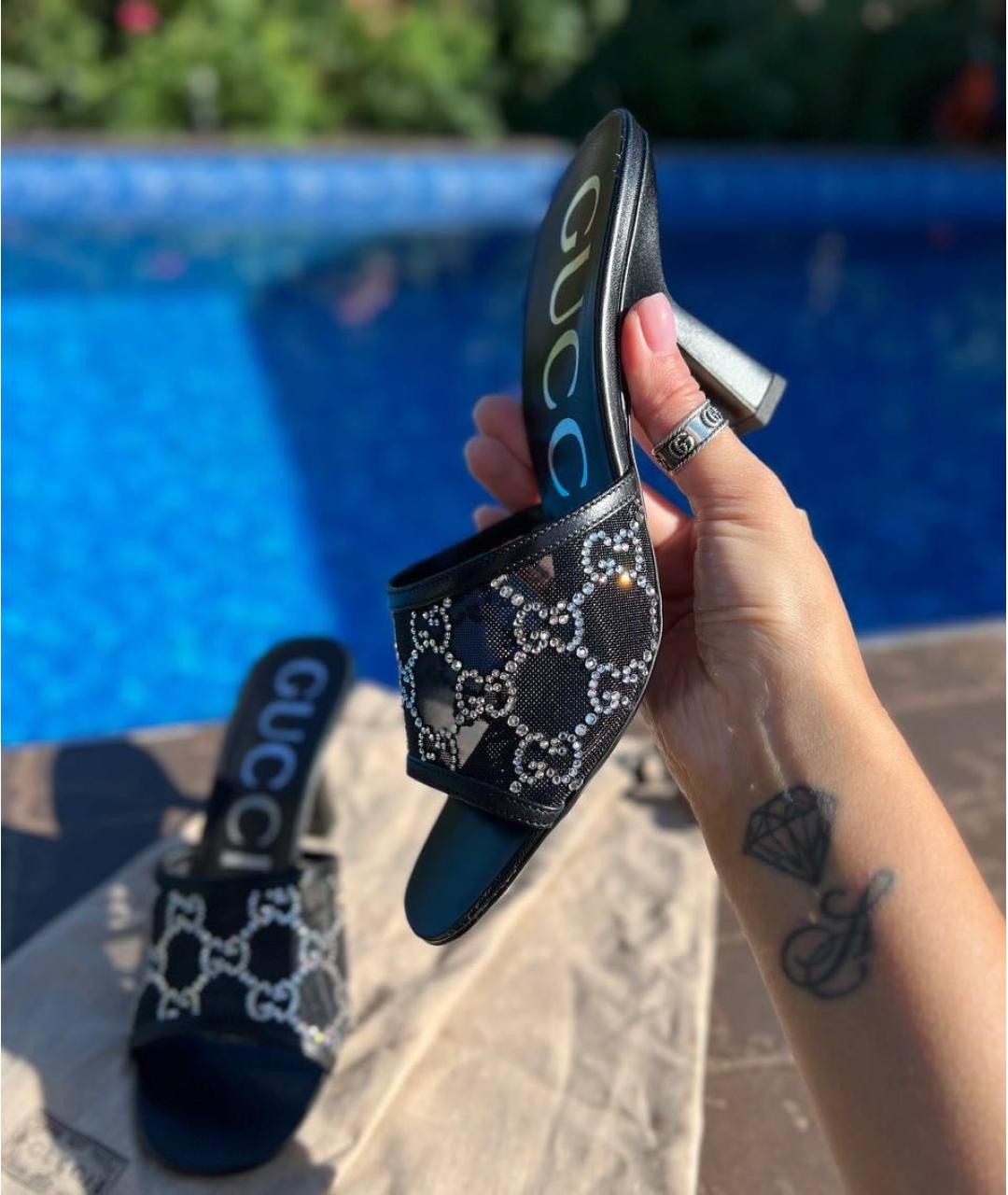 GUCCI Черные кожаные сабо, фото 3