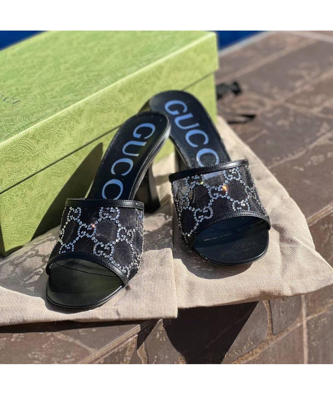 GUCCI Черные кожаные сабо, фото 2