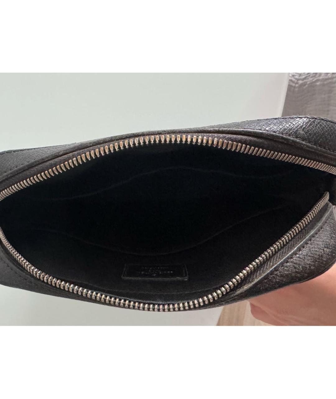 LOUIS VUITTON Черная кожаная барсетка, фото 4