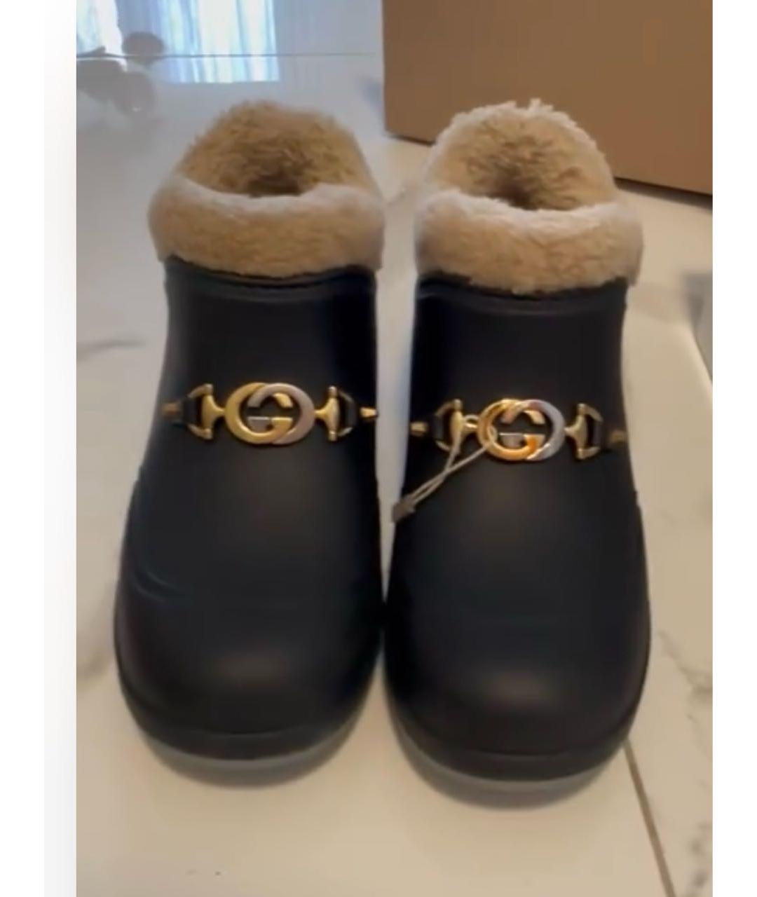 GUCCI Черные резиновые ботинки, фото 3