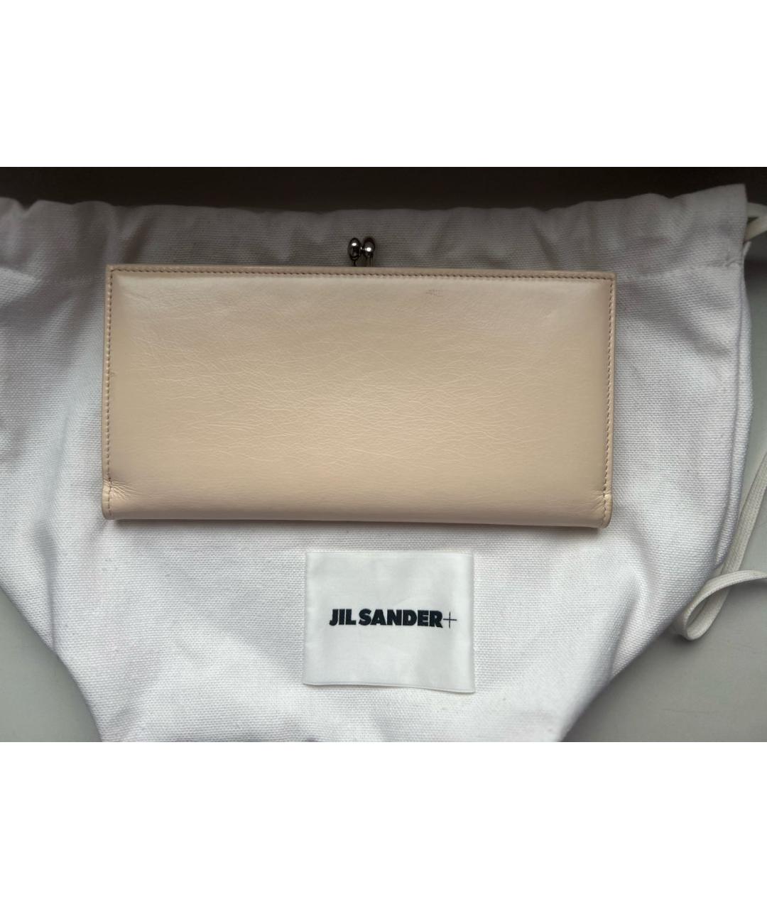 JIL SANDER Бежевый кожаный кошелек, фото 4