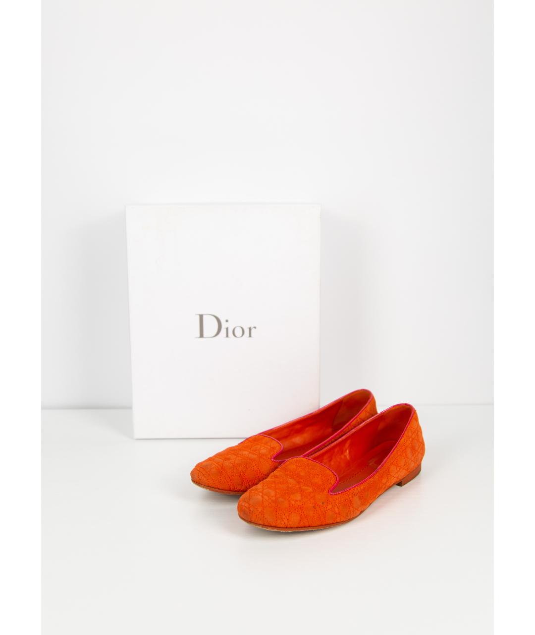CHRISTIAN DIOR Оранжевое замшевые слипоны, фото 5