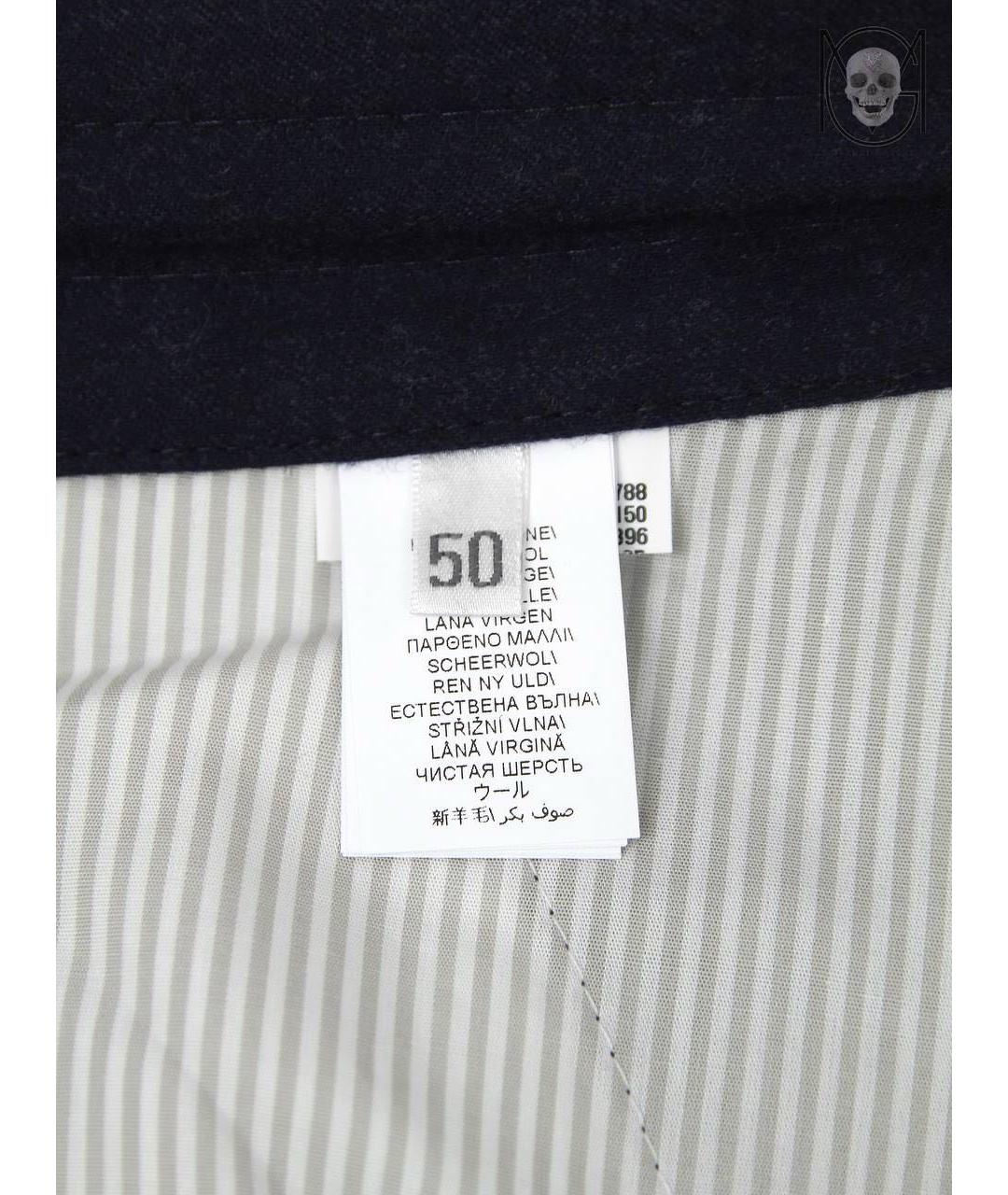 BRUNELLO CUCINELLI Темно-синие шерстяные повседневные брюки, фото 8