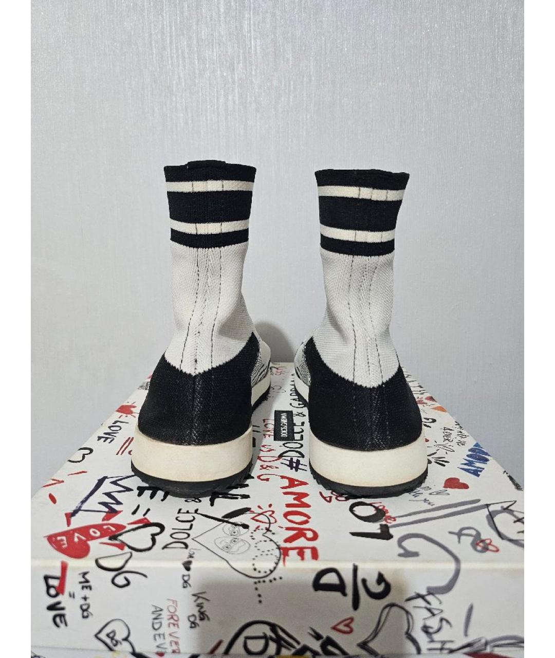 DOLCE&GABBANA Белые текстильные высокие кроссовки / кеды, фото 4