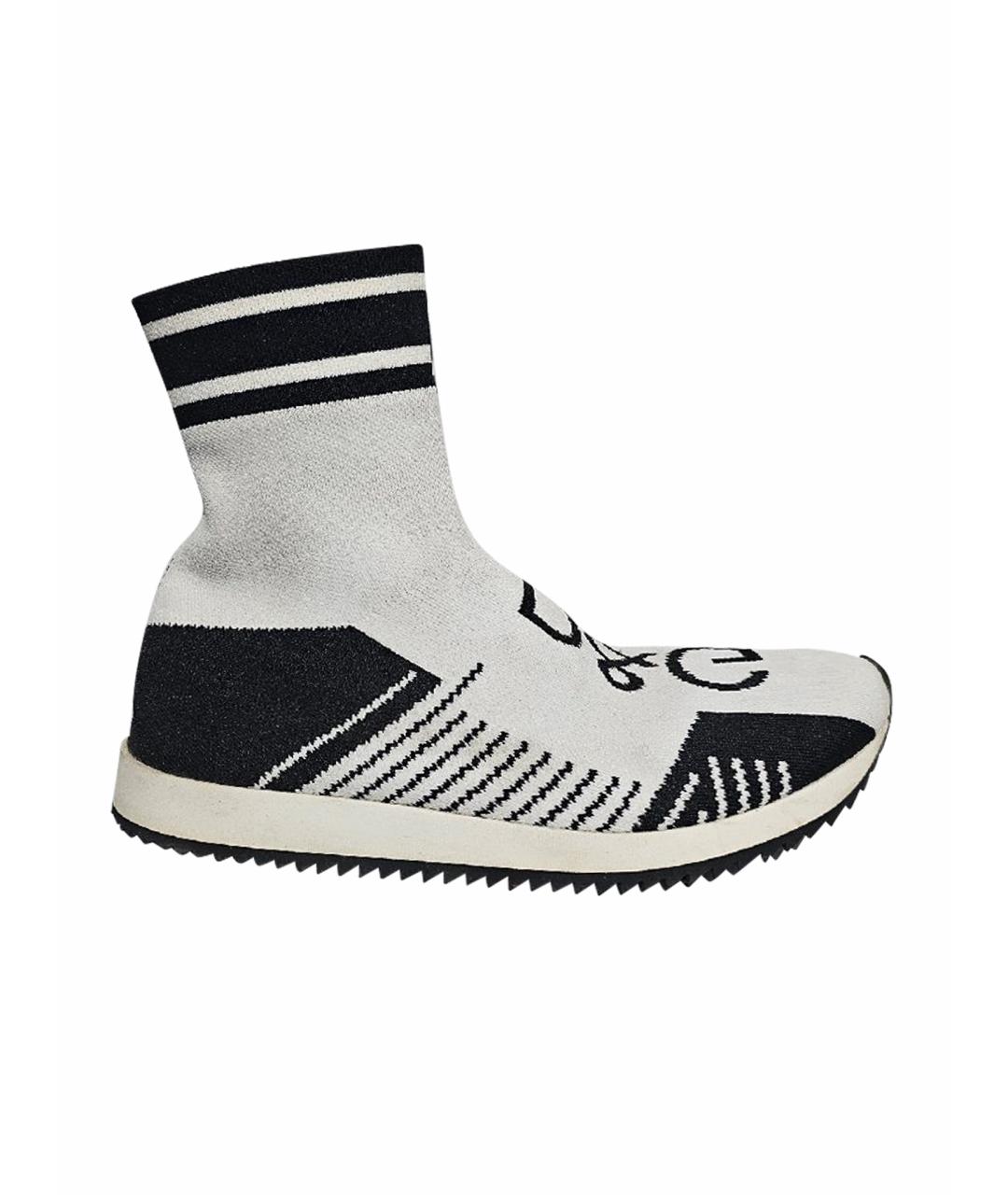 DOLCE&GABBANA Белые текстильные высокие кроссовки / кеды, фото 1