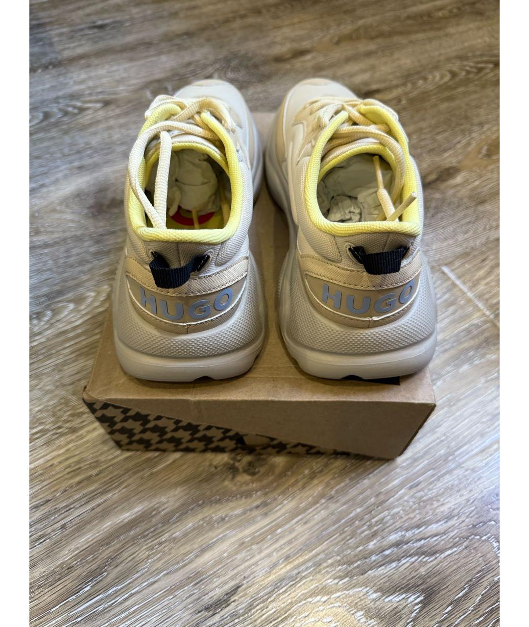 HUGO Бежевые кроссовки из искусственной кожи, фото 4