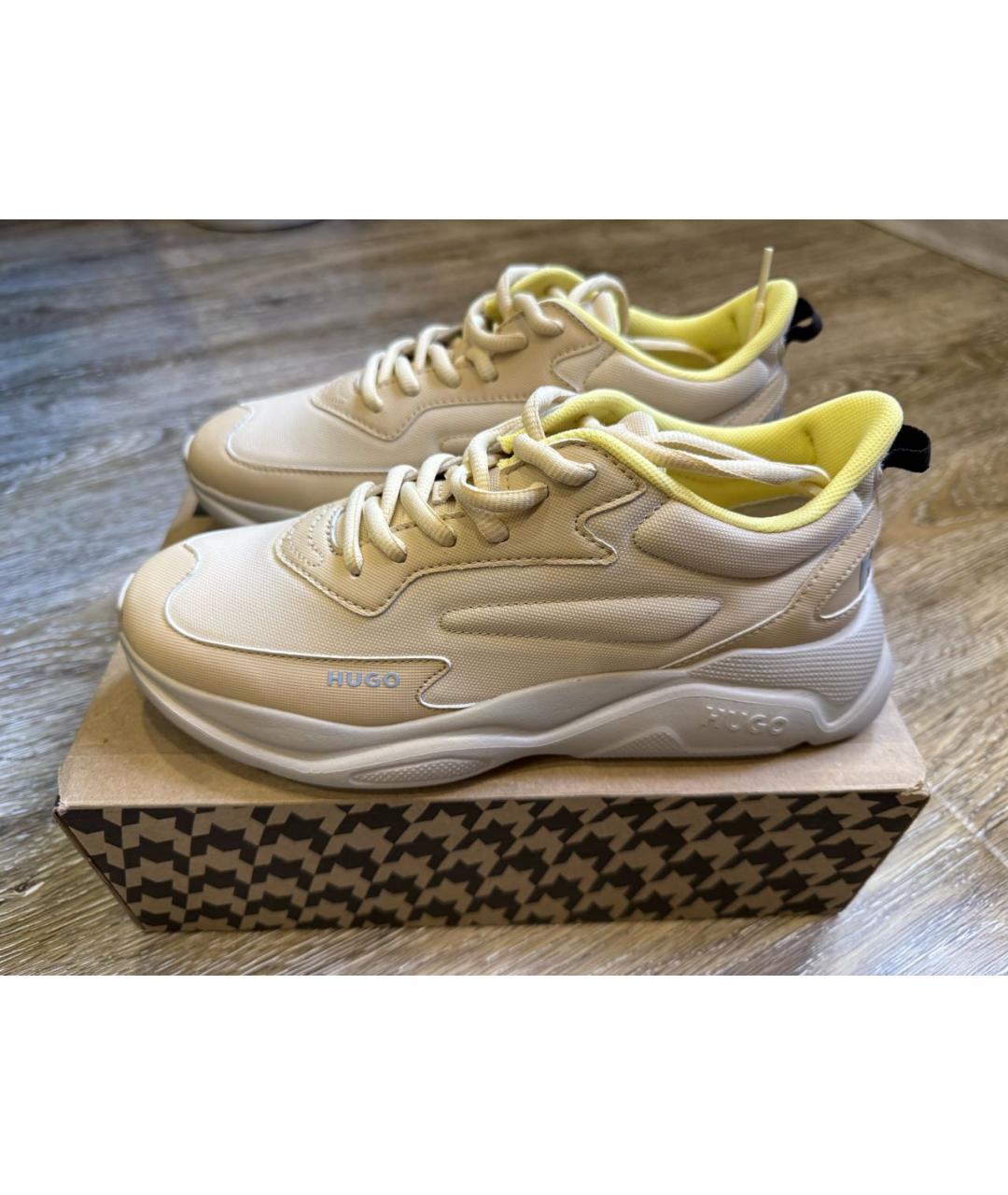 HUGO Бежевые кроссовки из искусственной кожи, фото 5