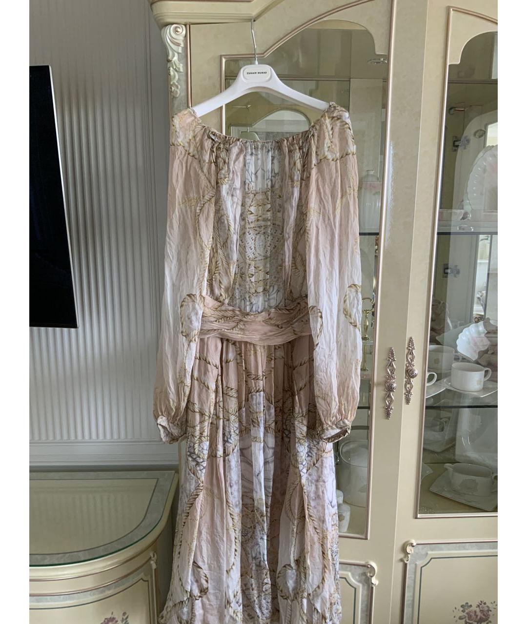 ZUHAIR MURAD Бежевое шелковое коктейльное платье, фото 2
