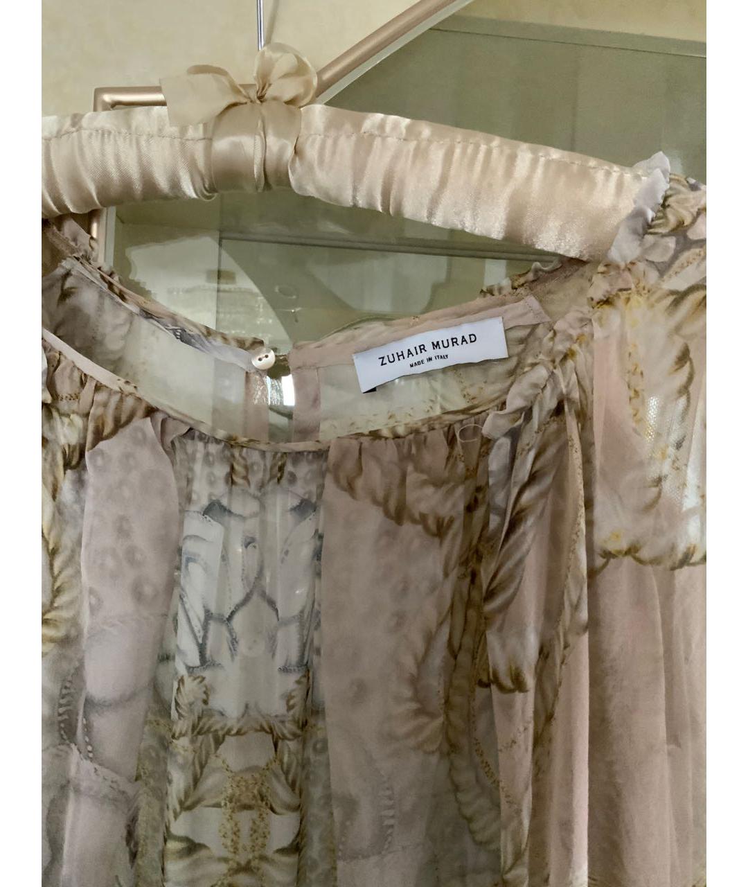 ZUHAIR MURAD Бежевое шелковое коктейльное платье, фото 4