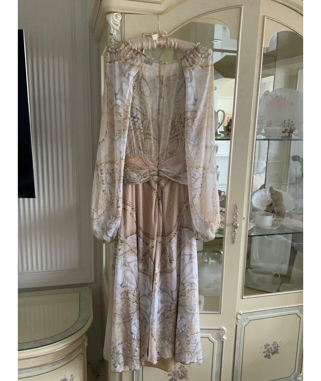 ZUHAIR MURAD Бежевое шелковое коктейльное платье, фото 3