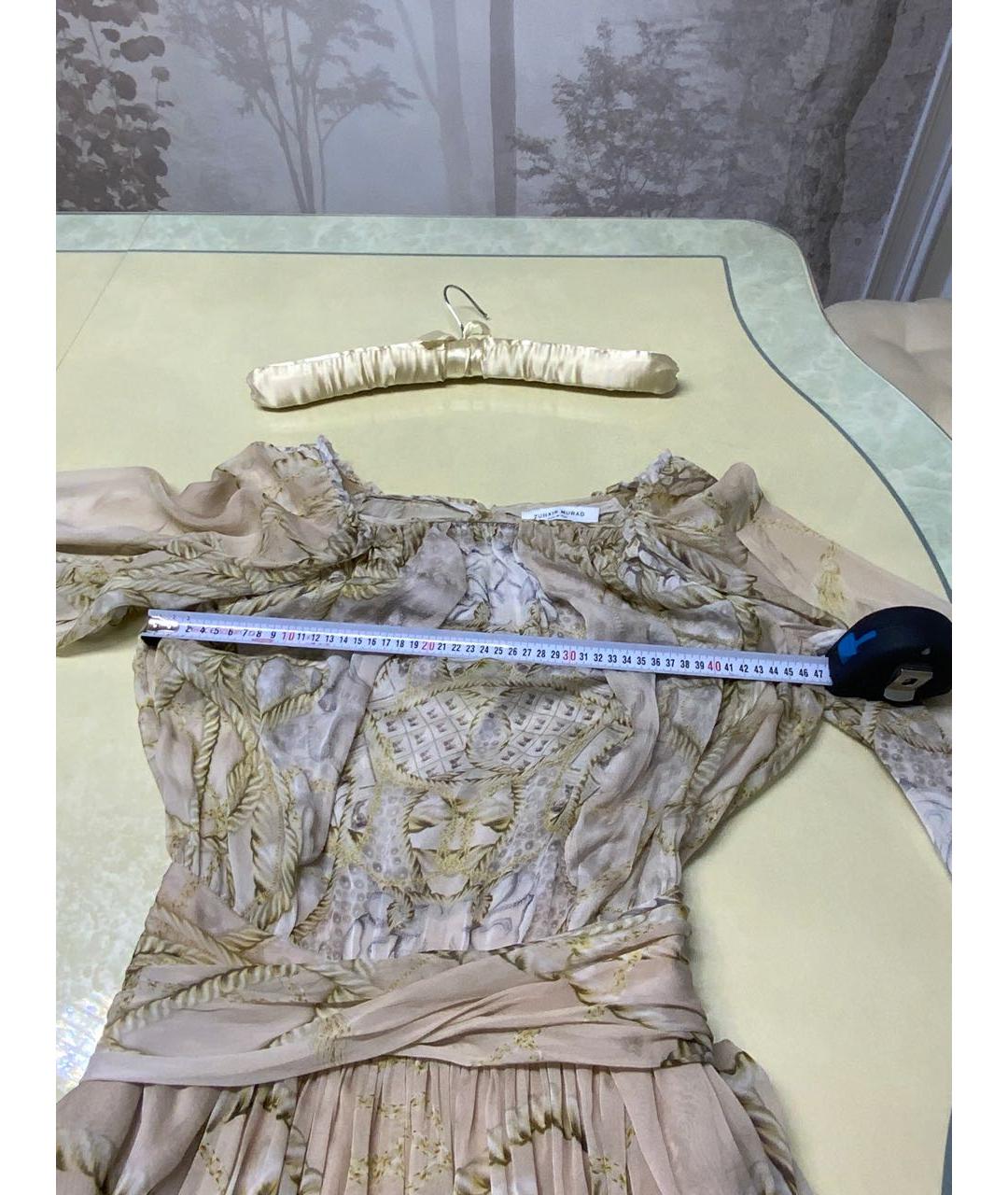 ZUHAIR MURAD Бежевое шелковое коктейльное платье, фото 8