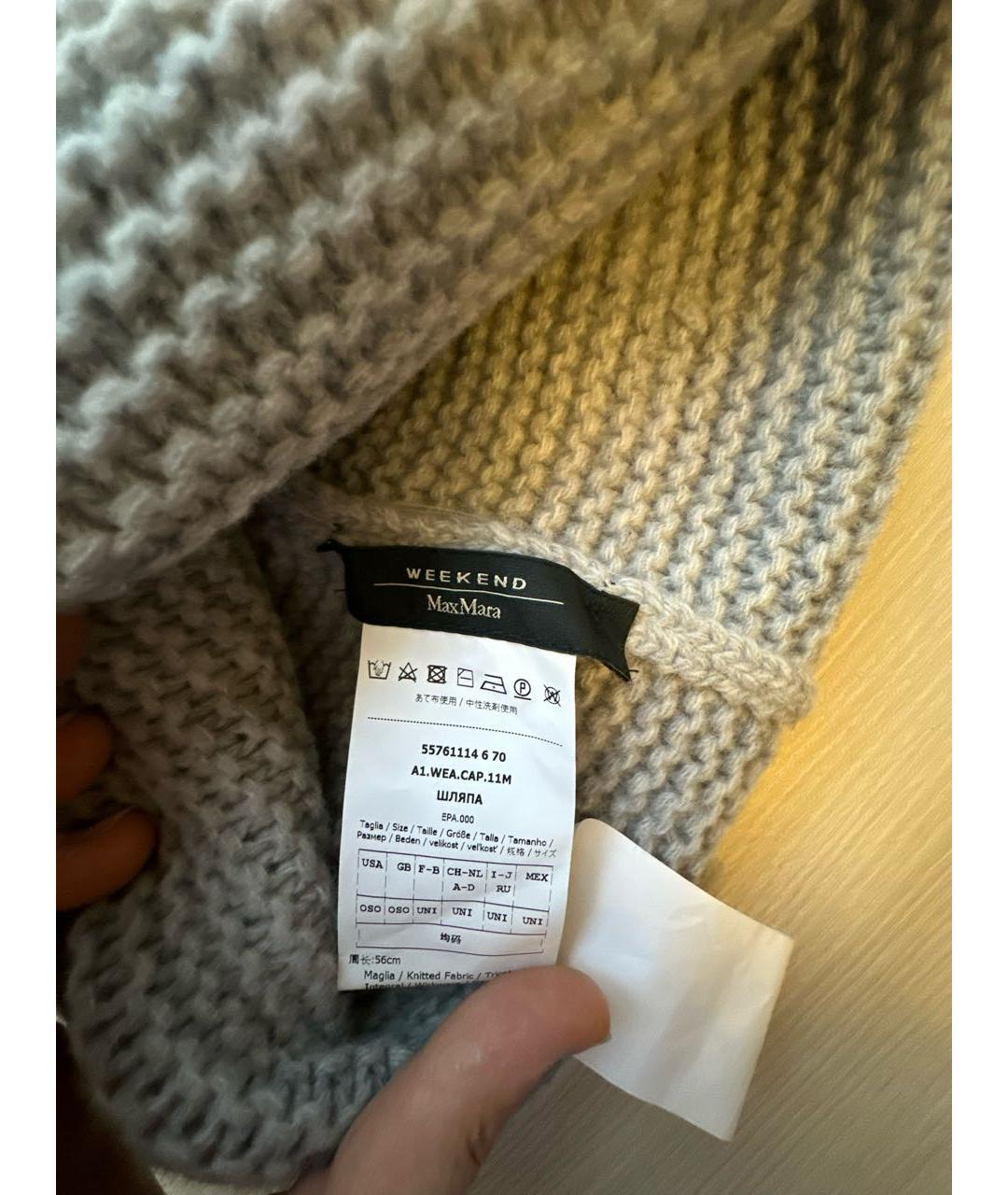 'S MAX MARA Серая шерстяная шапка, фото 3