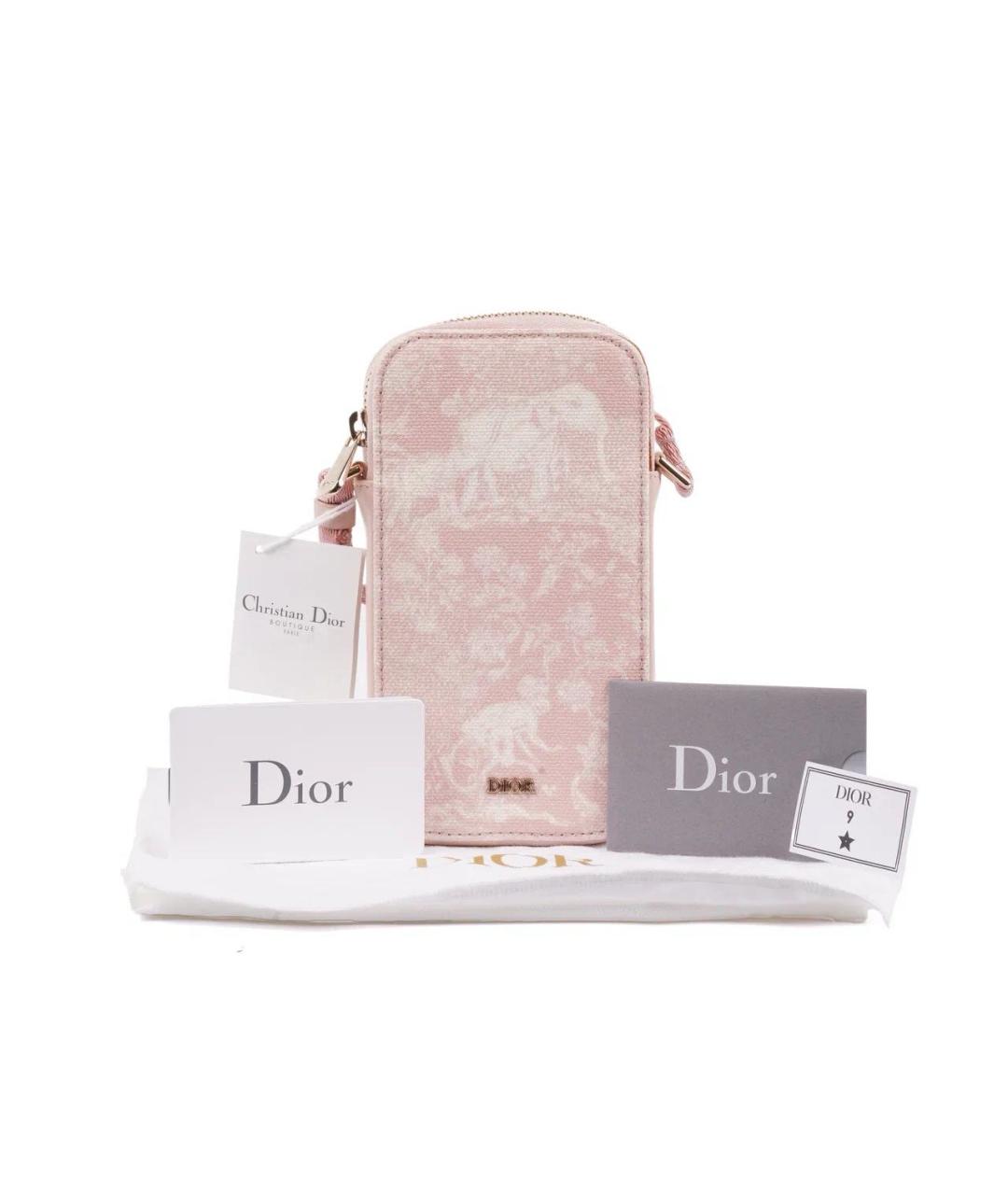 CHRISTIAN DIOR Розовая жаккардовая сумка через плечо, фото 2
