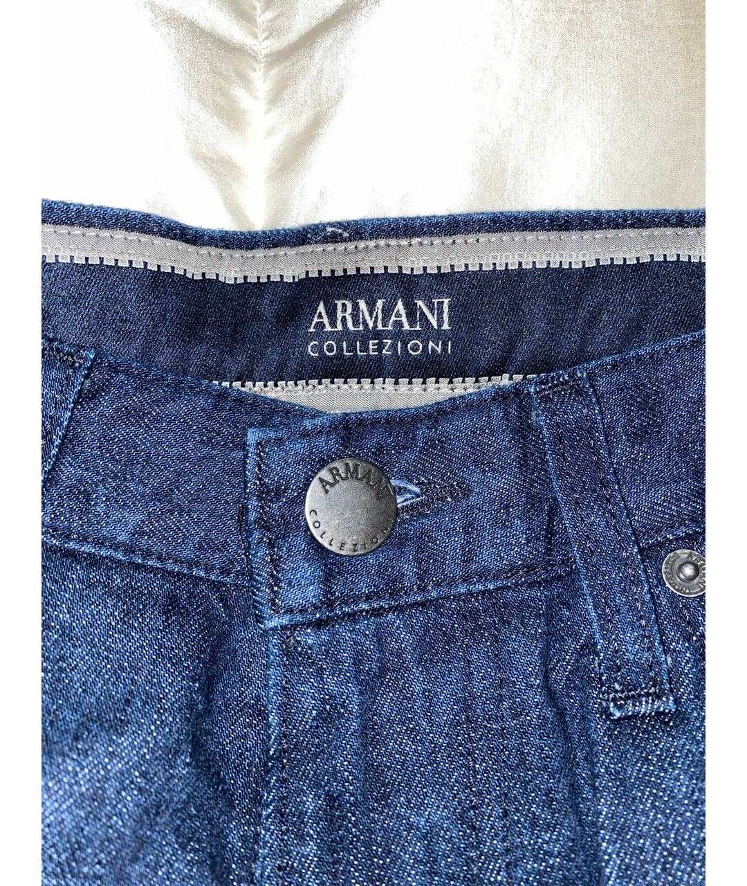 ARMANI COLLEZIONI Темно-синие хлопковые прямые джинсы, фото 3