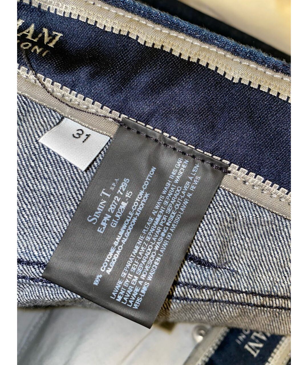ARMANI COLLEZIONI Темно-синие хлопковые прямые джинсы, фото 6