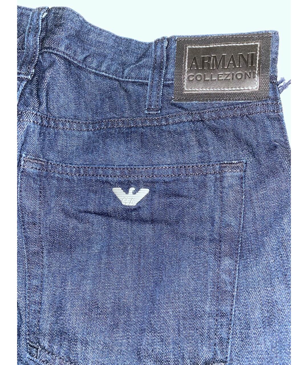ARMANI COLLEZIONI Темно-синие хлопковые прямые джинсы, фото 5