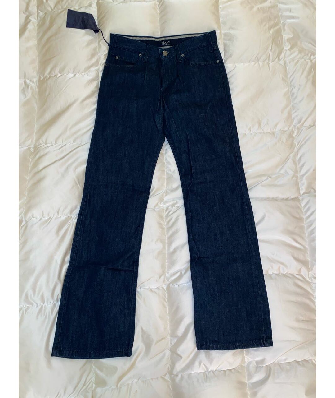 ARMANI COLLEZIONI Темно-синие хлопковые прямые джинсы, фото 7