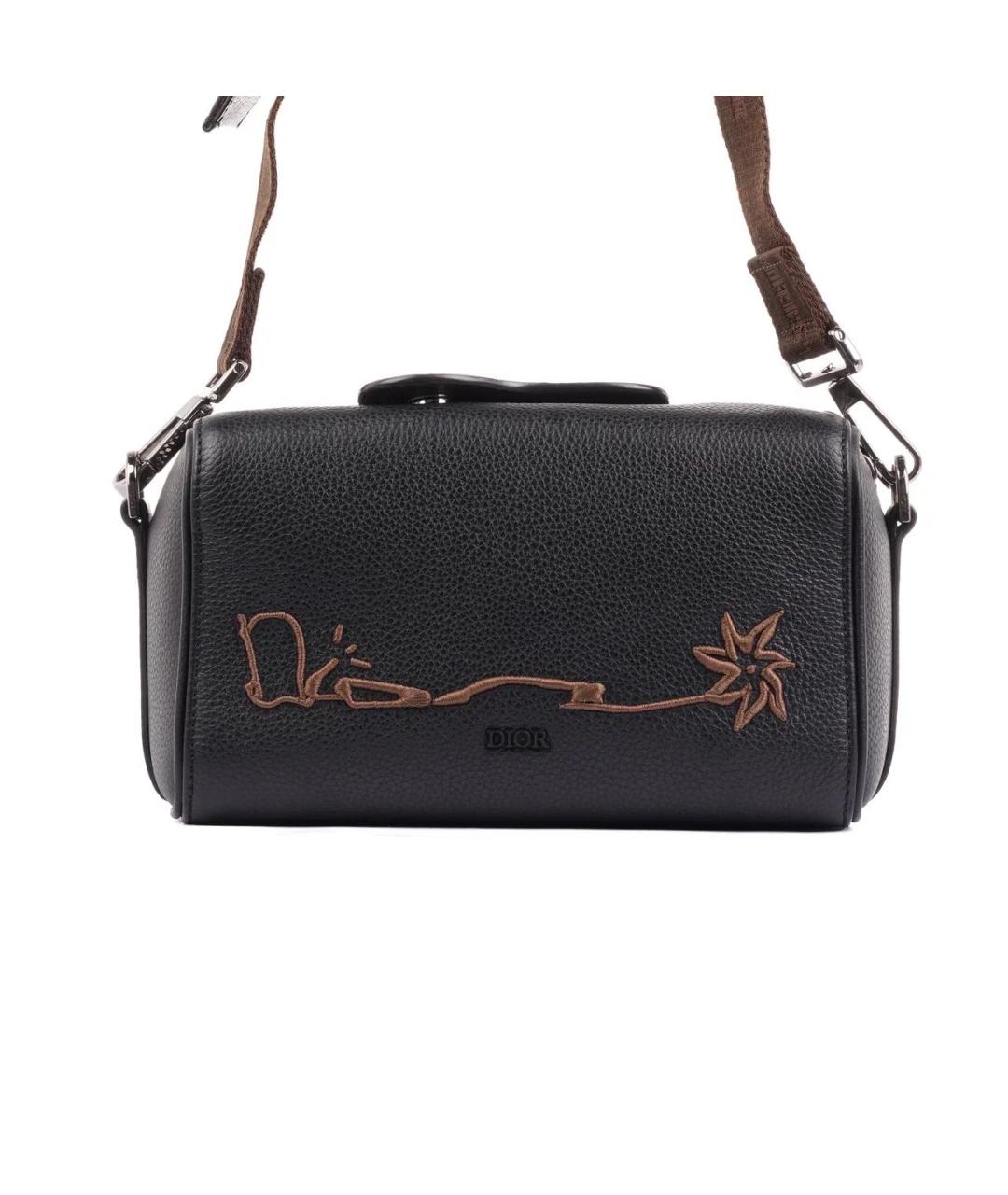 CHRISTIAN DIOR Черная кожаная сумка на плечо, фото 2