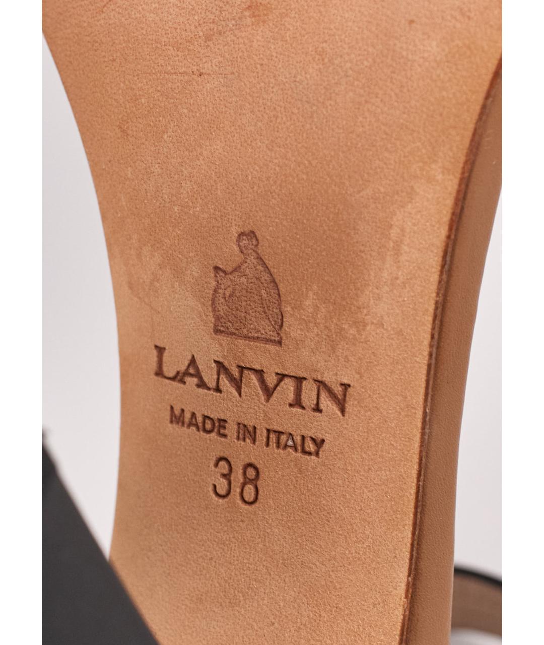 LANVIN Бежевые кожаные босоножки, фото 5