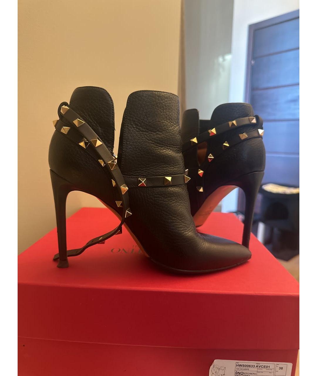 VALENTINO Черные кожаные ботильоны, фото 5