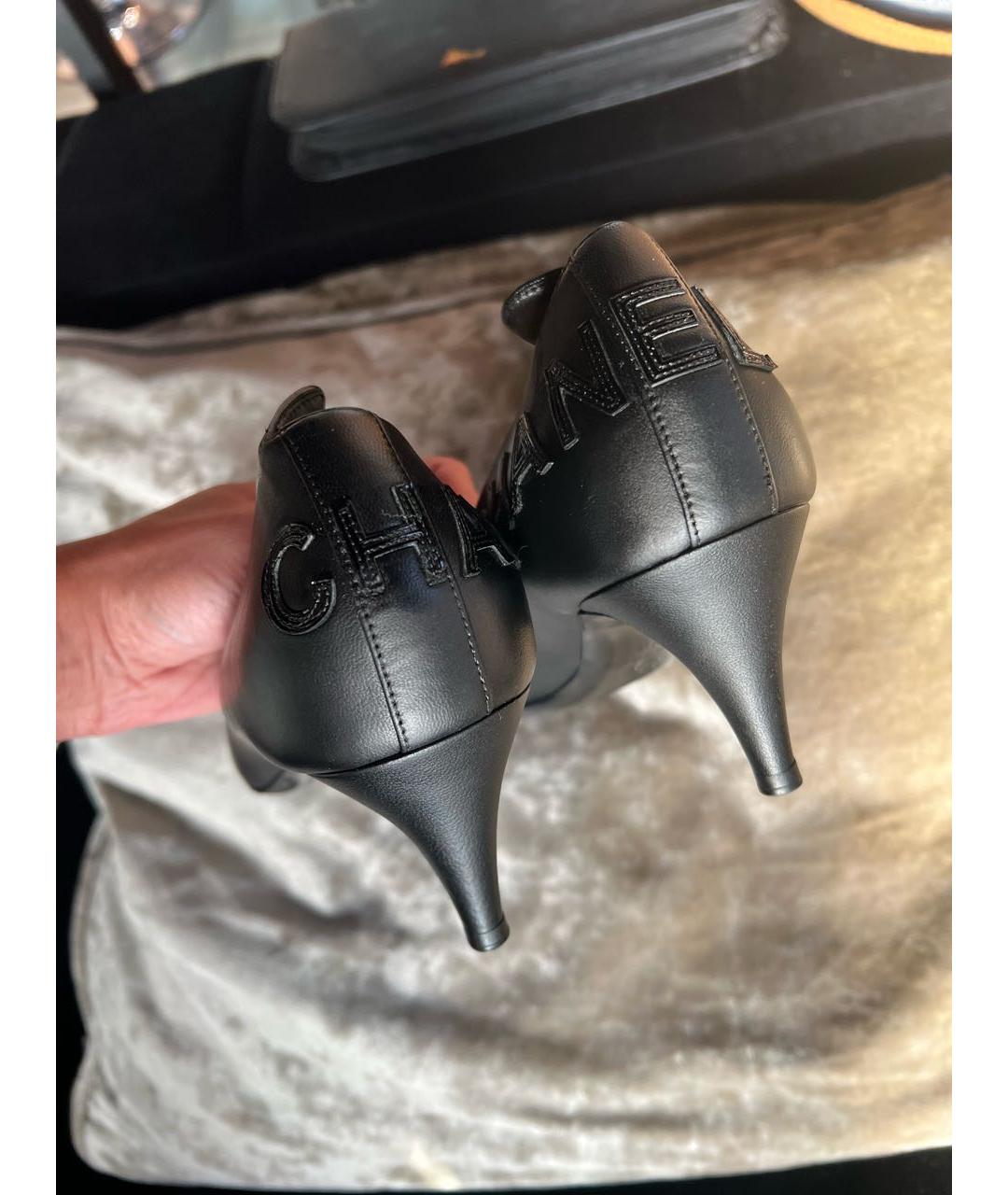 CHANEL Черные кожаные туфли, фото 4