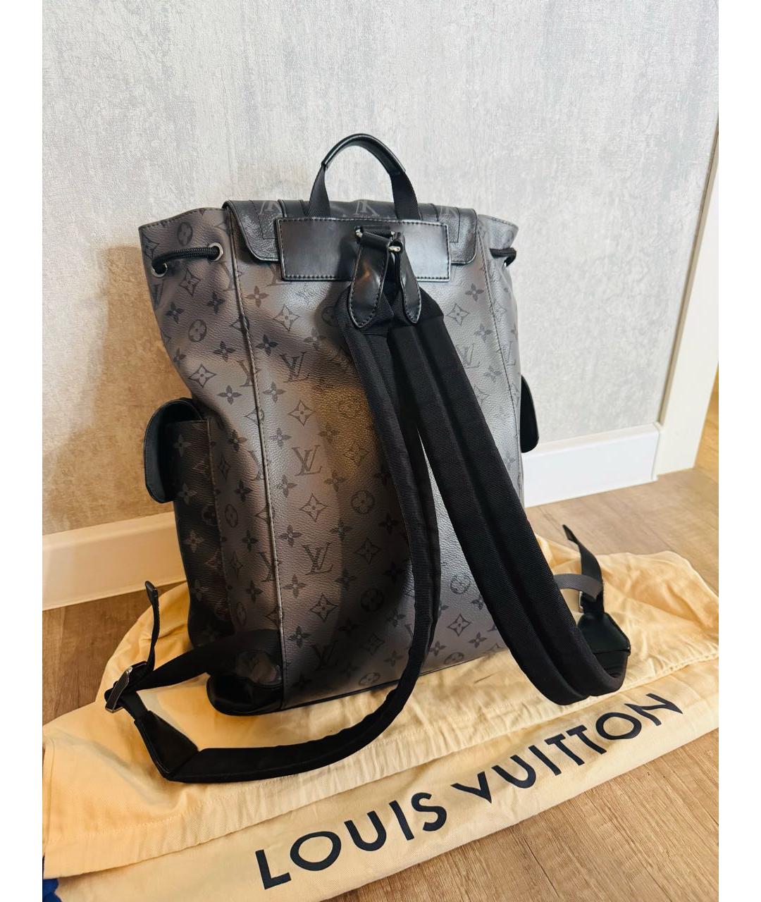 LOUIS VUITTON Антрацитовый кожаный рюкзак, фото 3