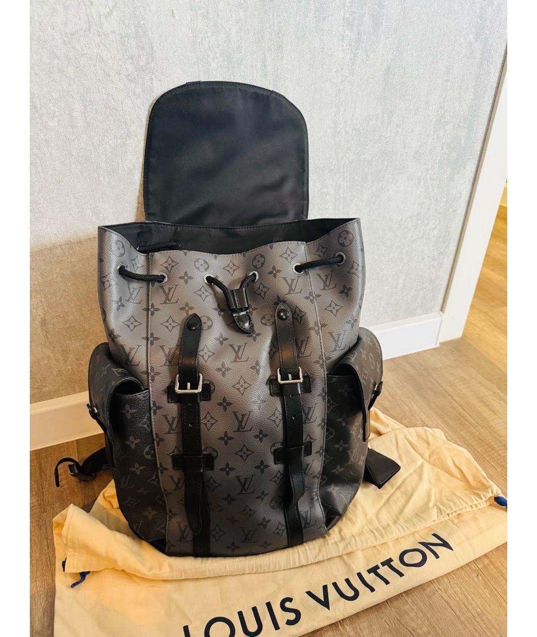 LOUIS VUITTON Антрацитовый кожаный рюкзак, фото 2