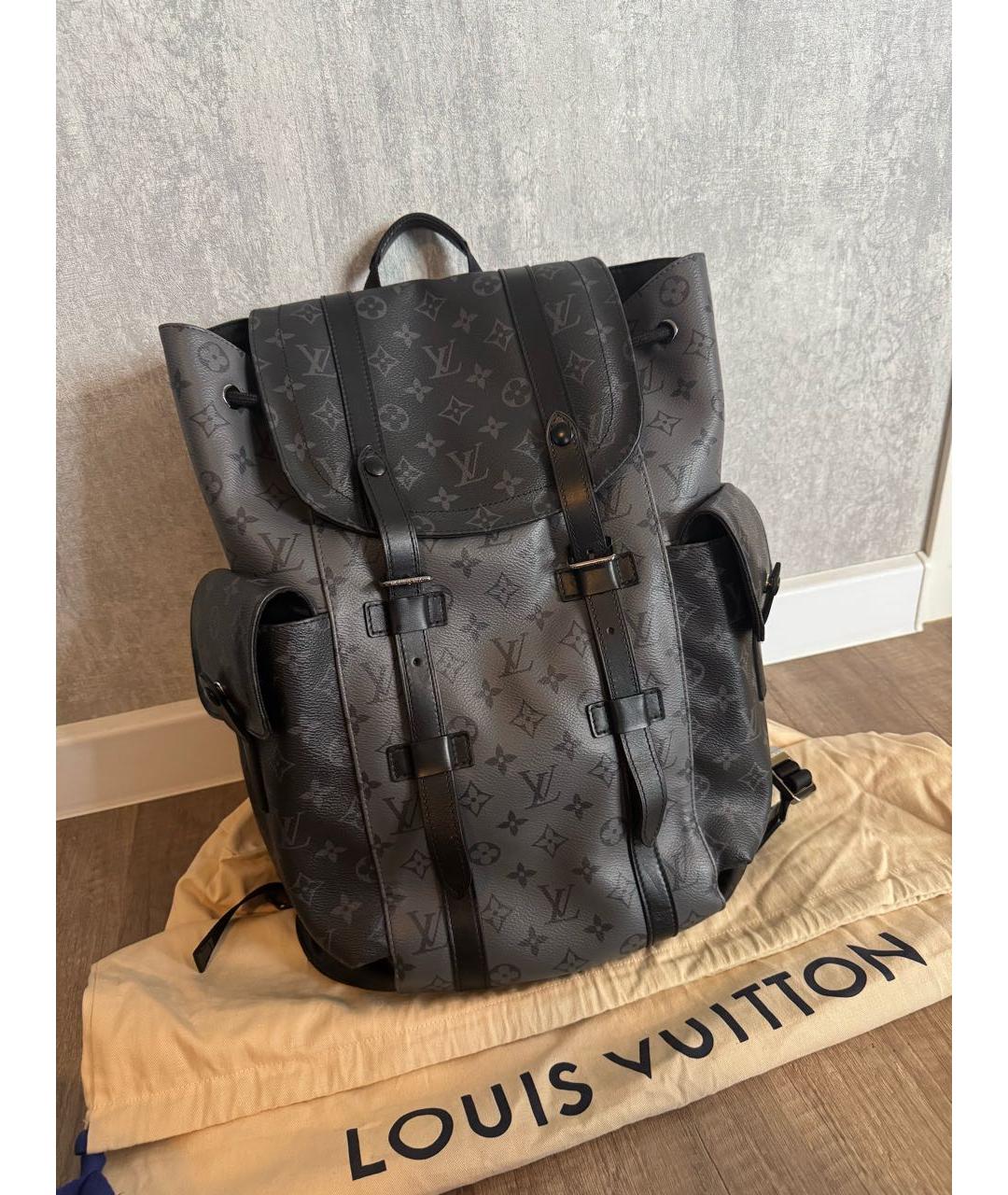 LOUIS VUITTON Антрацитовый кожаный рюкзак, фото 5
