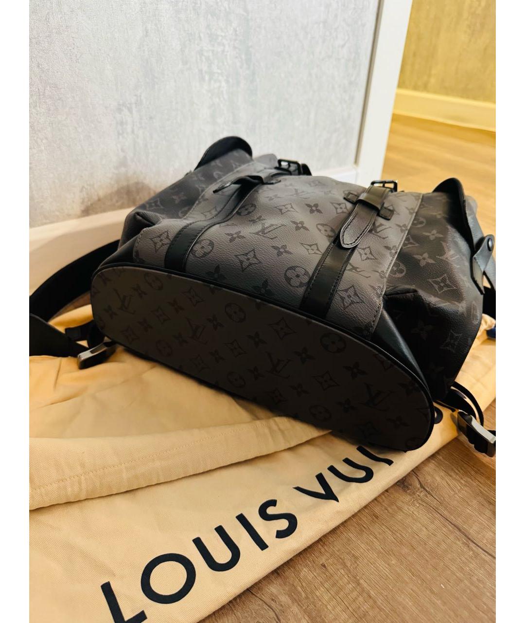 LOUIS VUITTON Антрацитовый кожаный рюкзак, фото 4
