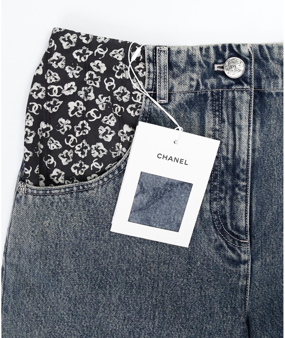 CHANEL Синие хлопковые джинсы клеш, фото 3