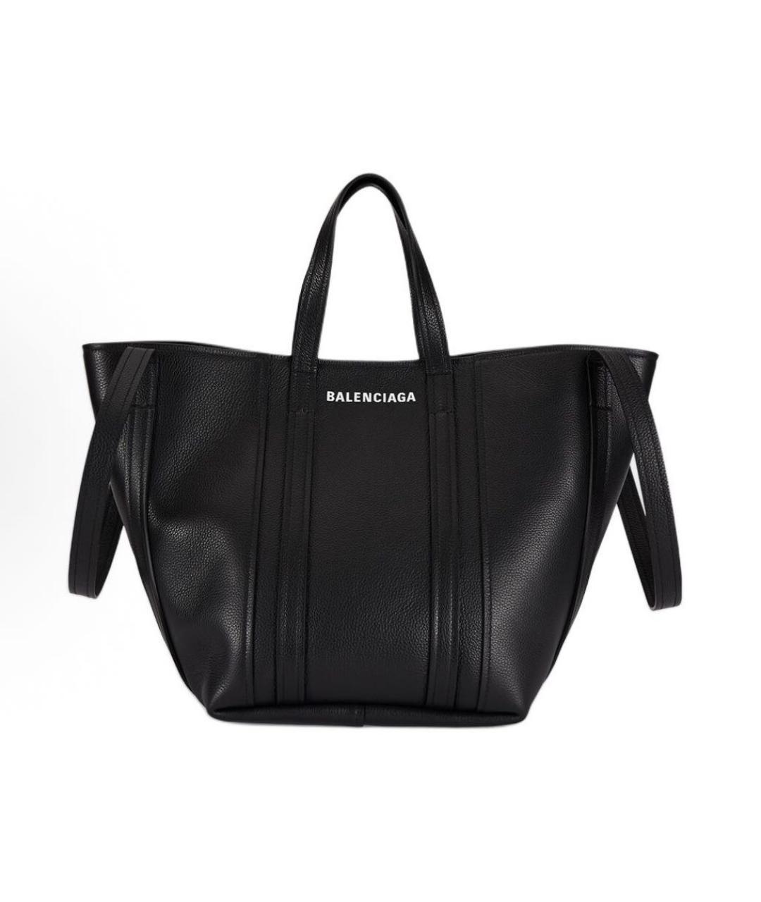 BALENCIAGA Черная кожаная сумка тоут, фото 1