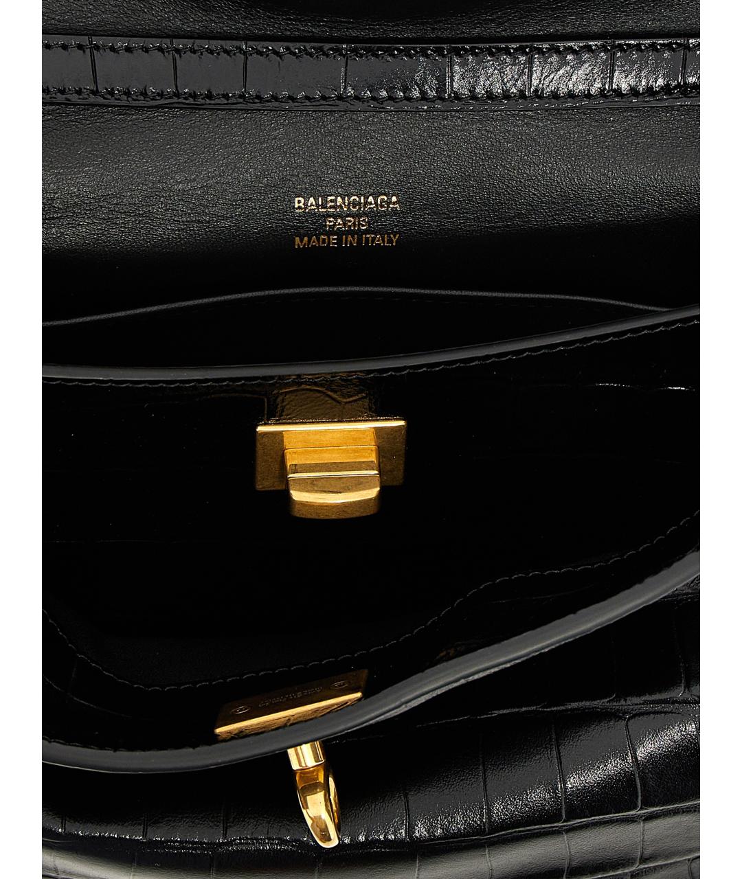 BALENCIAGA Черная кожаная сумка тоут, фото 3