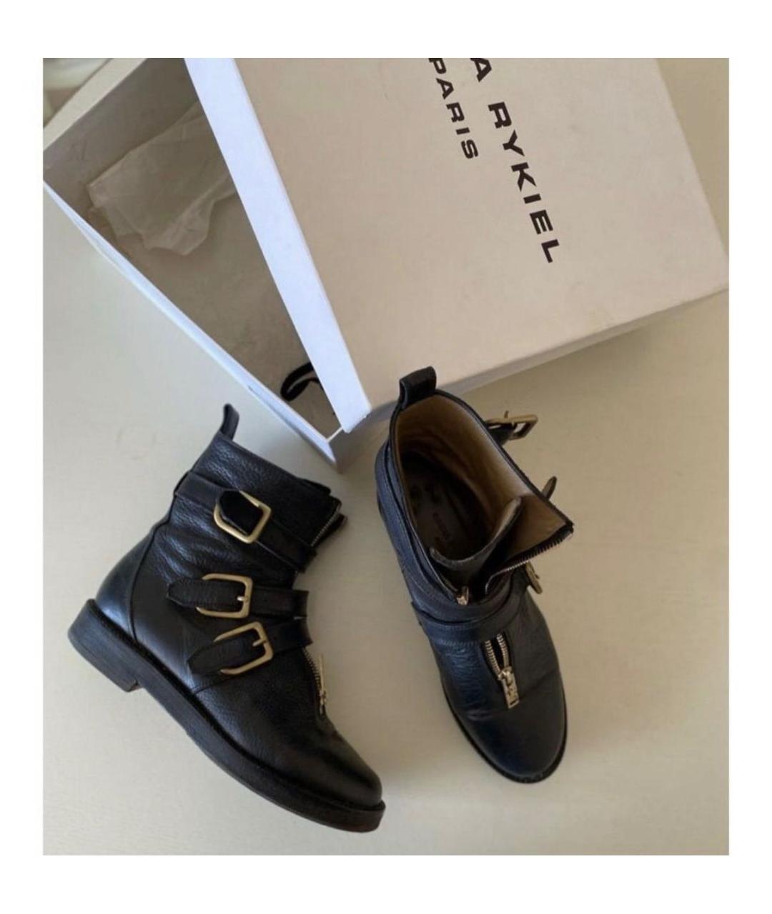 SONIA RYKIEL Черные кожаные полусапоги, фото 3