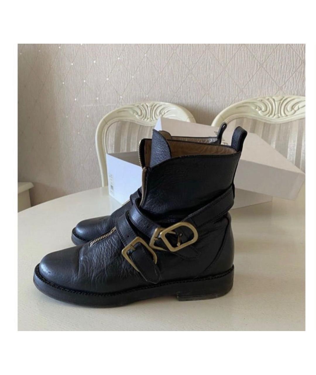 SONIA RYKIEL Черные кожаные полусапоги, фото 5