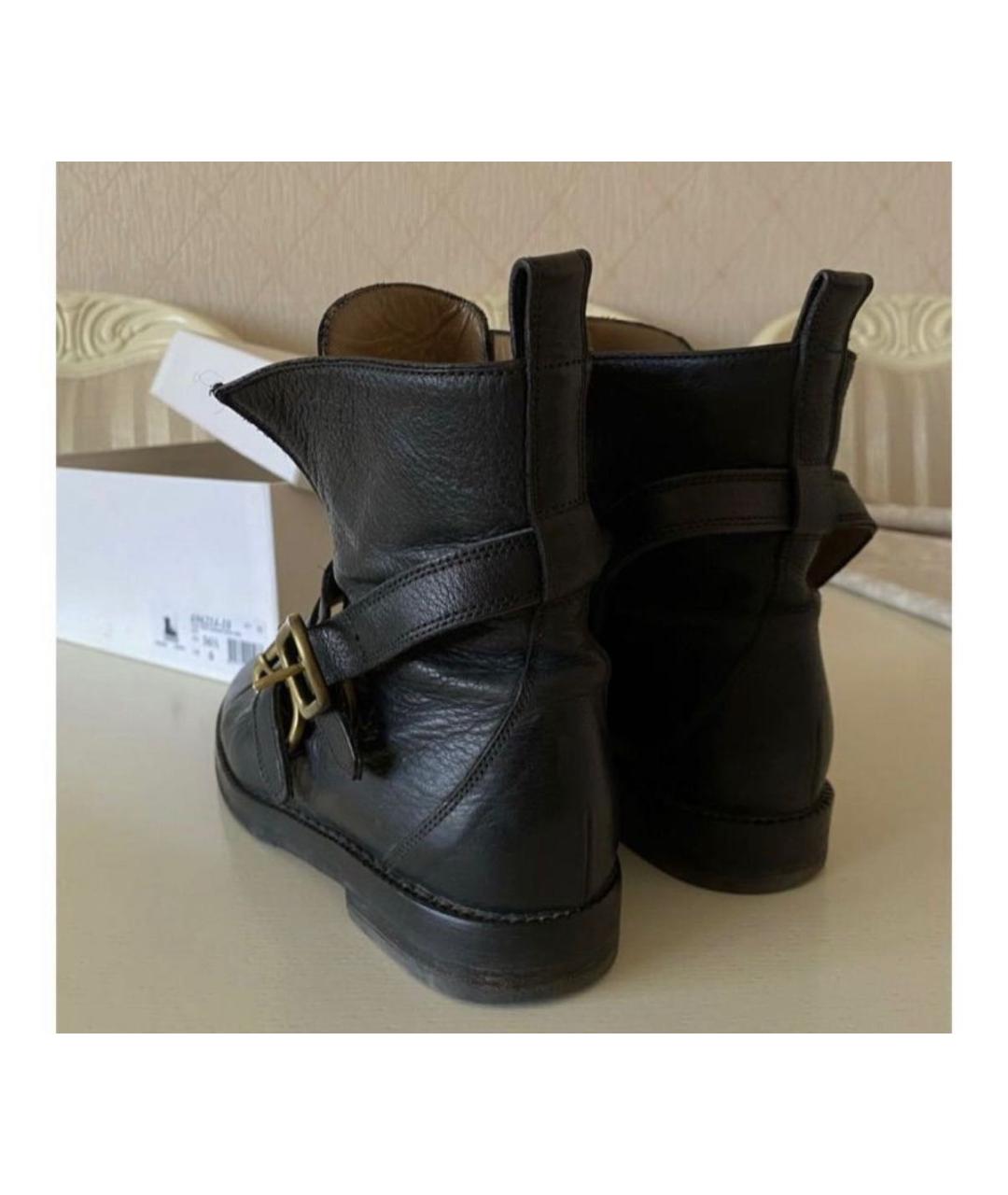 SONIA RYKIEL Черные кожаные полусапоги, фото 4
