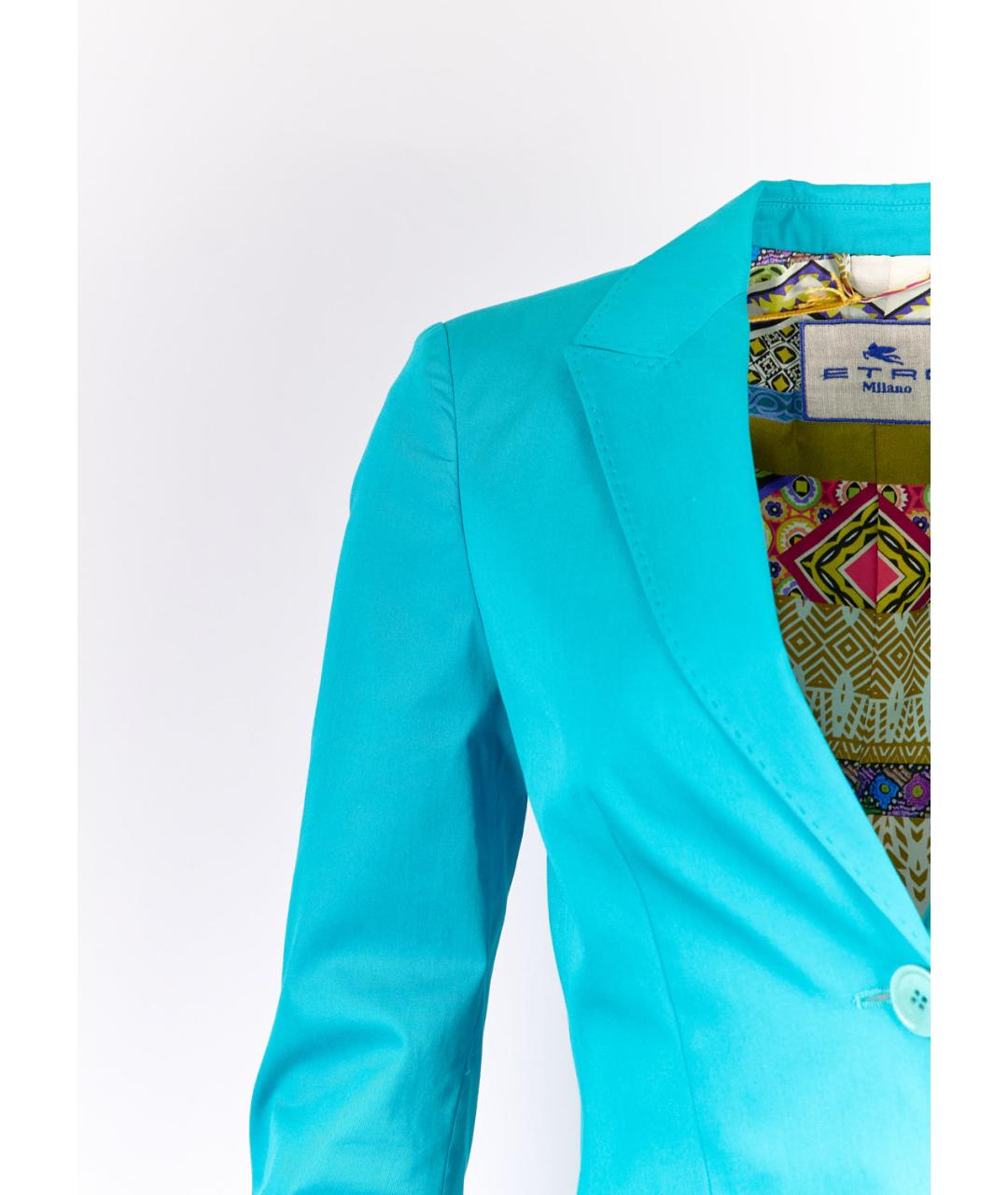 ETRO Бирюзовый хлопко-эластановый жакет/пиджак, фото 5