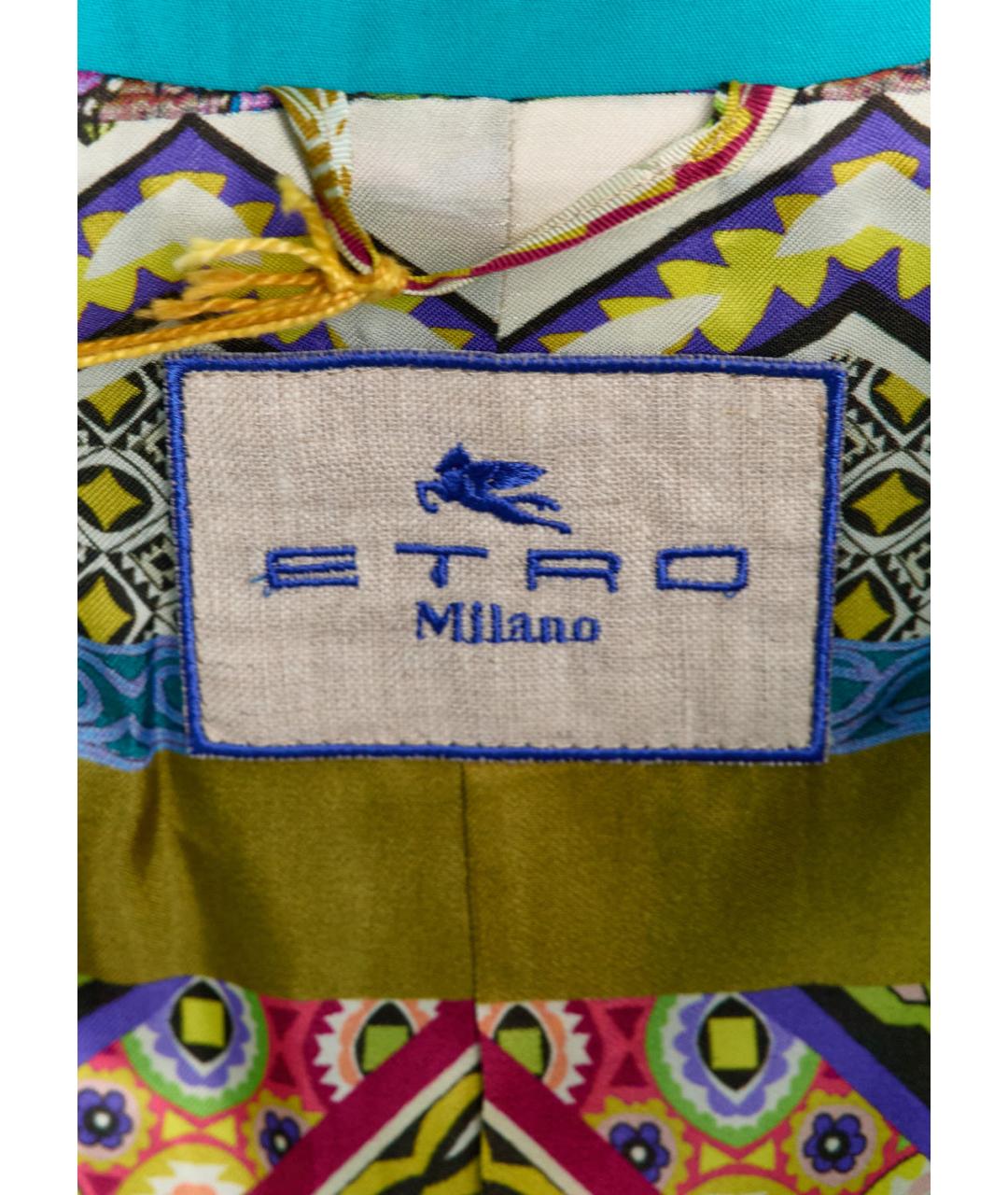 ETRO Бирюзовый хлопко-эластановый жакет/пиджак, фото 3