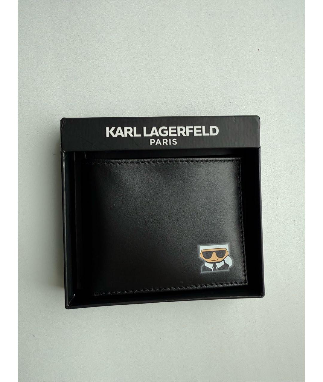 KARL LAGERFELD Черный кожаный кошелек, фото 7