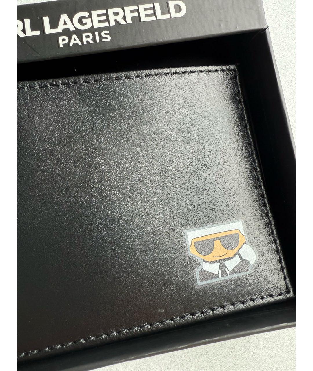 KARL LAGERFELD Черный кожаный кошелек, фото 3