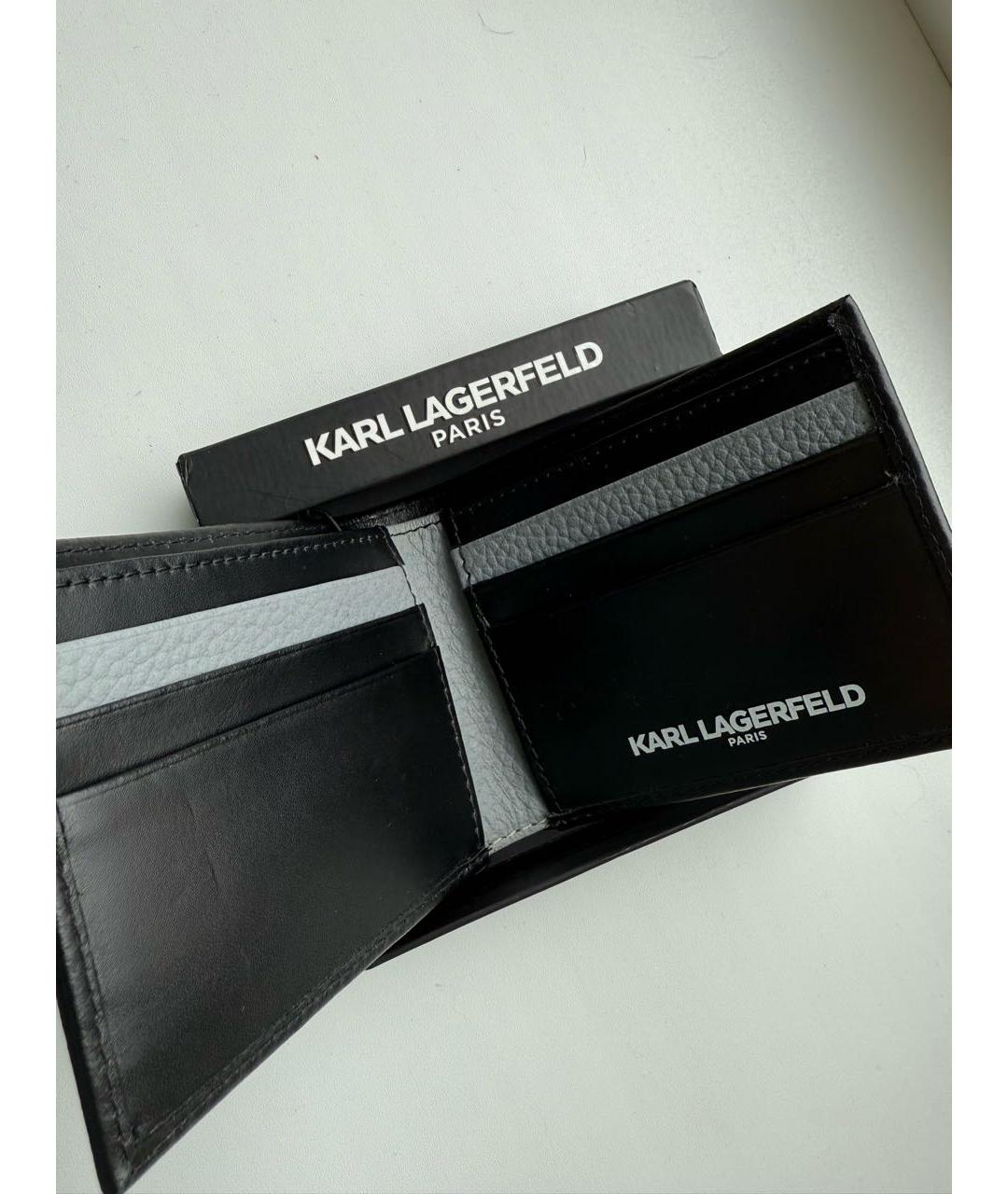 KARL LAGERFELD Черный кожаный кошелек, фото 4