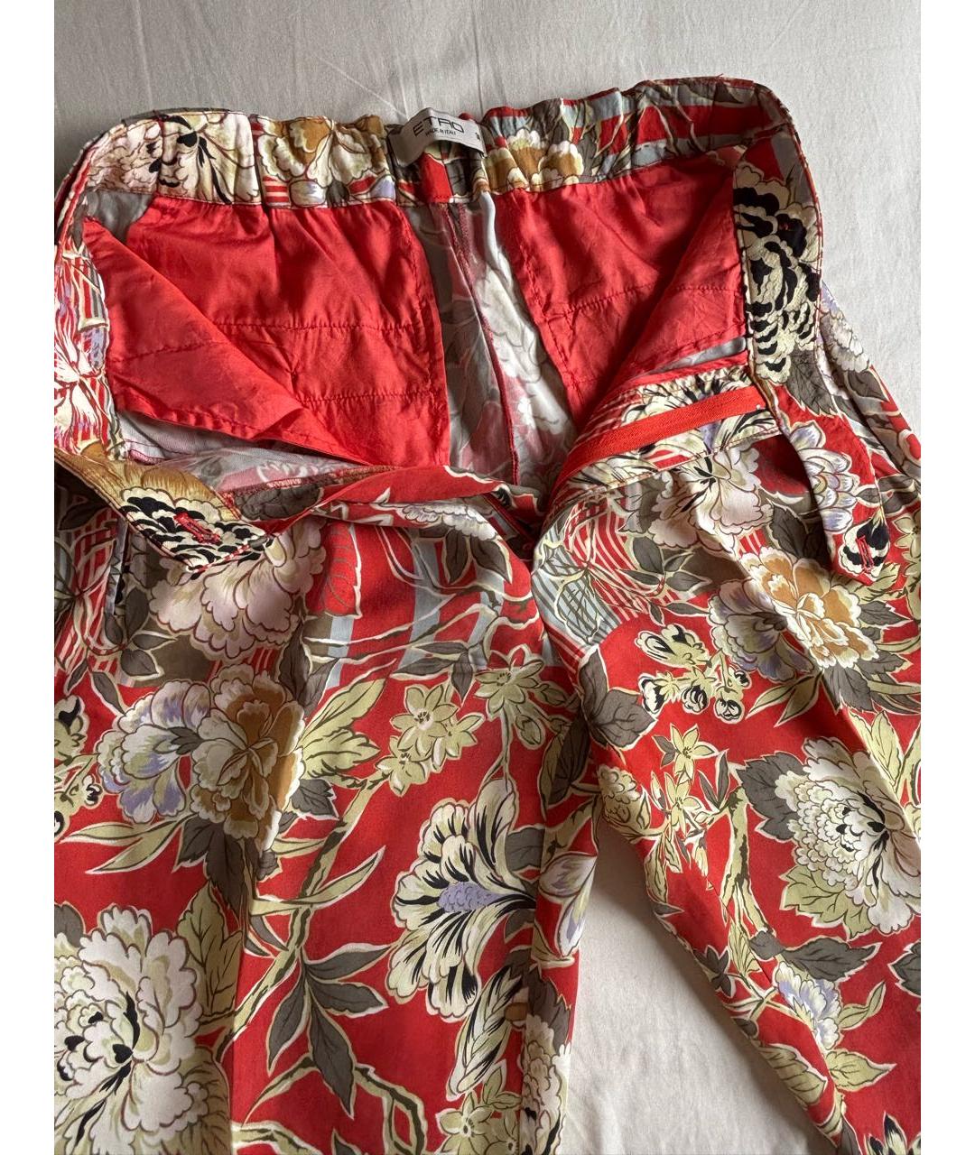 ETRO Оранжевое вискозные прямые брюки, фото 6