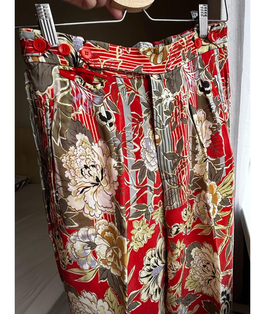 ETRO Оранжевое вискозные прямые брюки, фото 7
