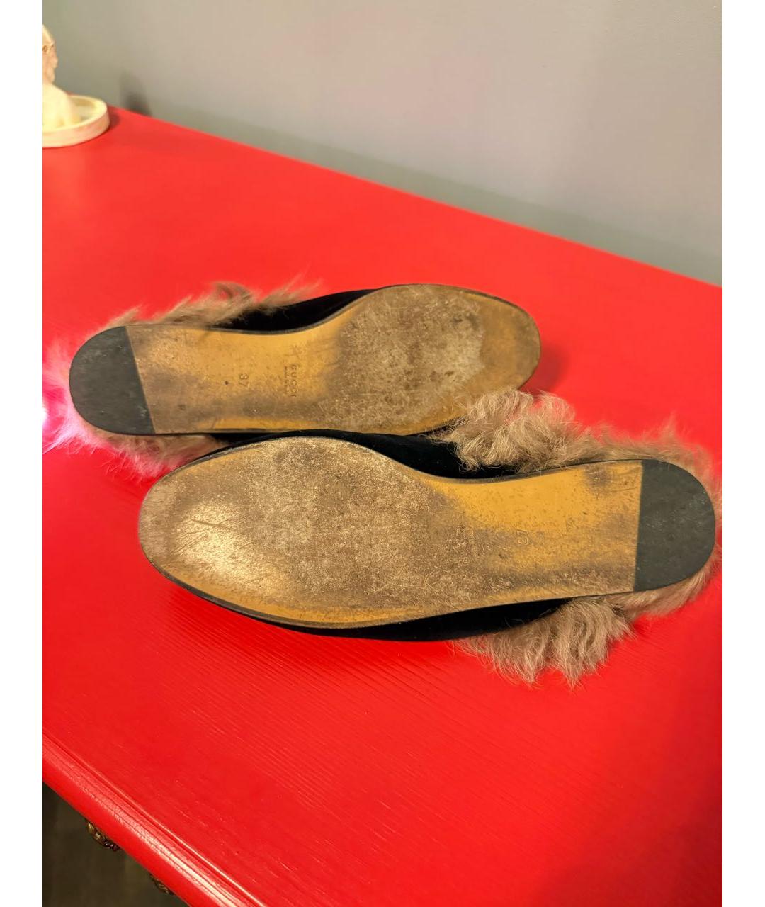 GUCCI Черные замшевые сабо, фото 4